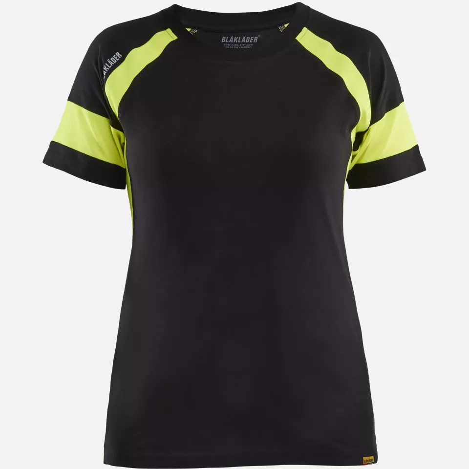 Blaklader 352410309933, High Vis Ladies T-Shirt, Black/Yellow, image 1, gallery thumbnail