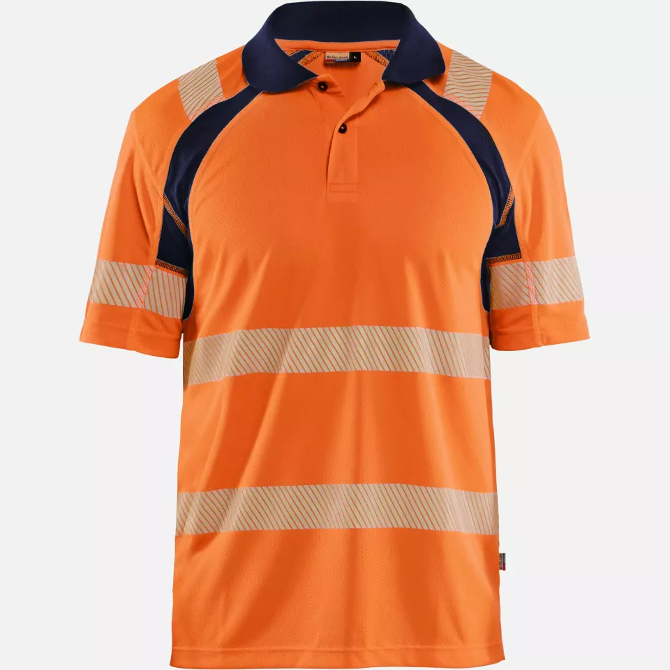 Blaklader 359510135389, High Vis UV Protection Polo Shirt, Orange/Navy, image 1, gallery thumbnail