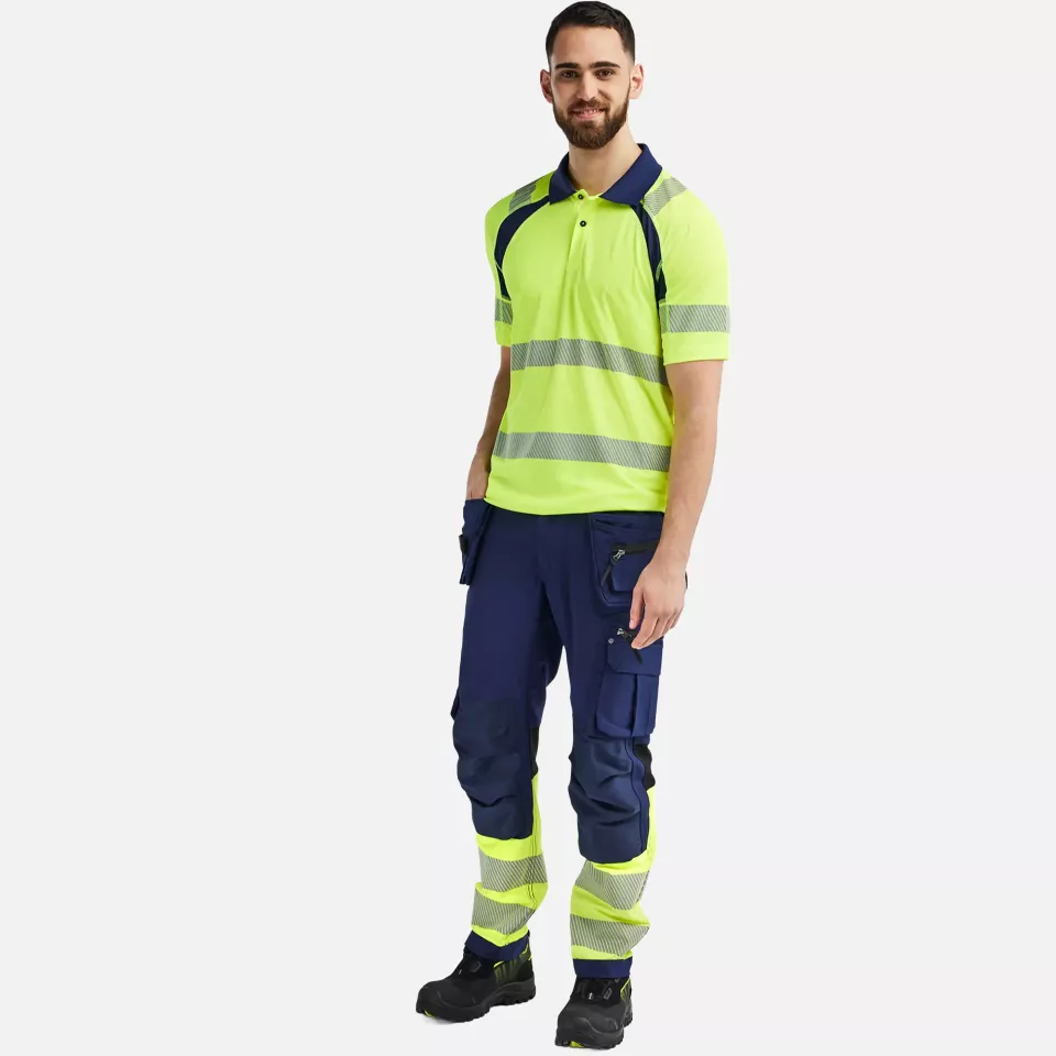 Blaklader 359510133389, High Vis UV Protection Polo Shirt, Yellow/Navy Blue, image 5, gallery thumbnail