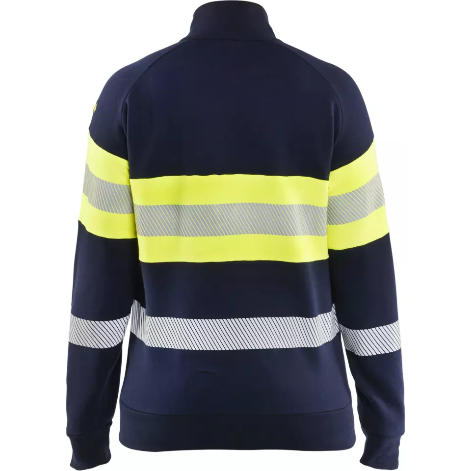 Blåkläder 347217628933, Ladies Multinorm high vis sweatshirt with zipper, navy blue/ yellow, image 4, gallery thumbnail