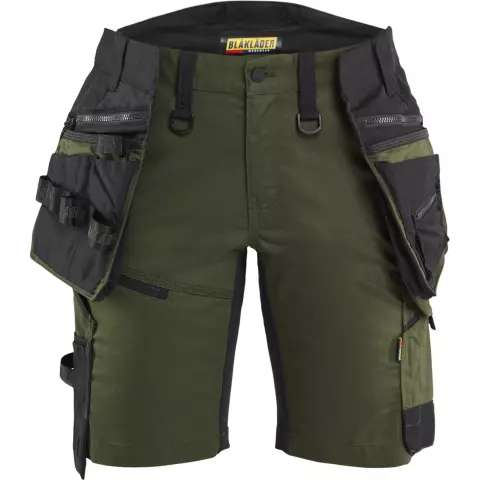 Blaklader STRIKER Ladies Stretch Craftsman Shorts, Forest Green/Black