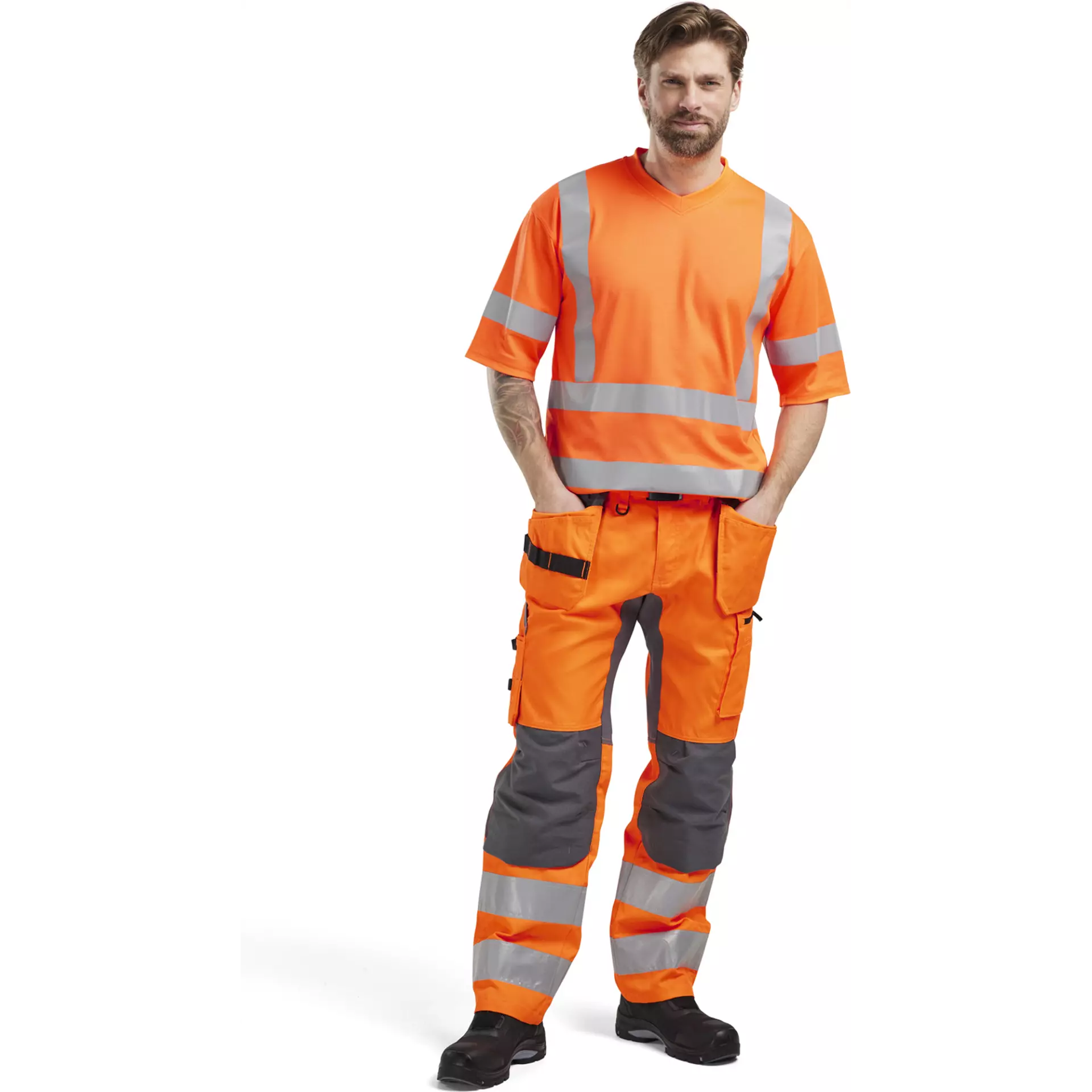 Blaklader 155218115396, High Vis Stretch Arbeitshose, Orange/Mittelgrau, image 4