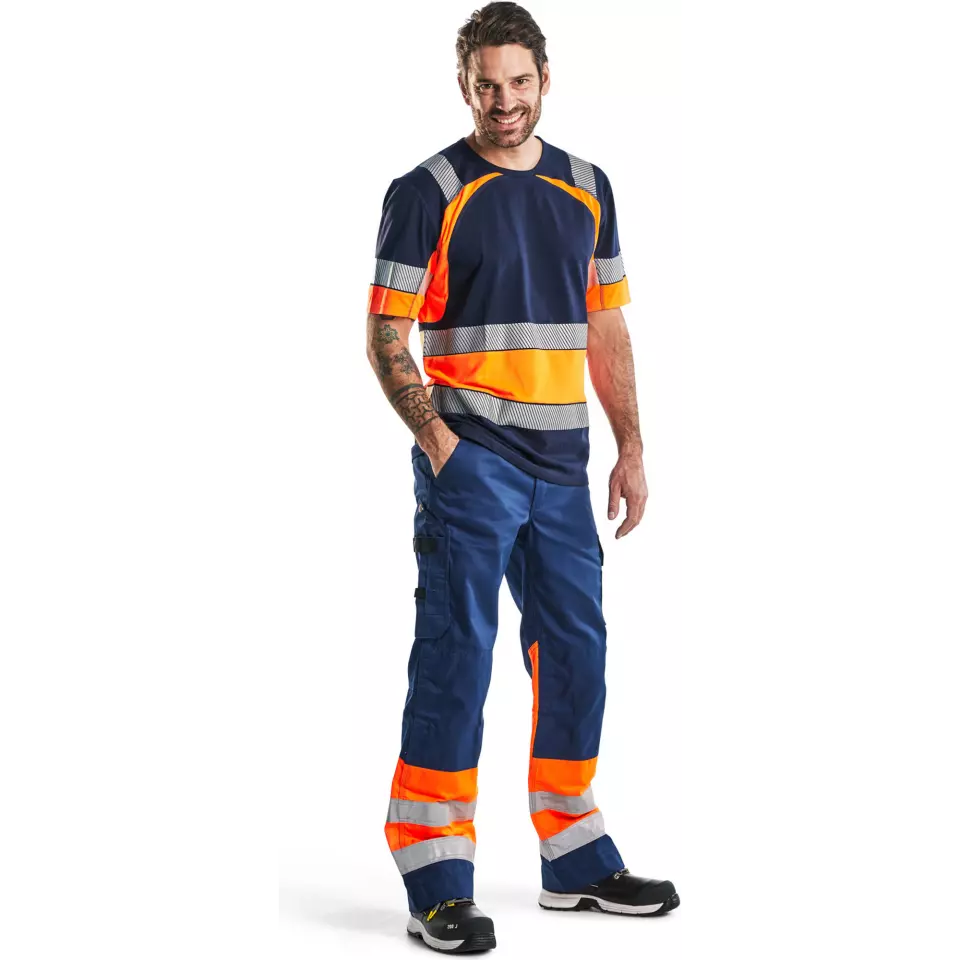 Blåkläder 342110308853, High Vis T-Shirt, Navy Blue/Orange, image 5, gallery thumbnail