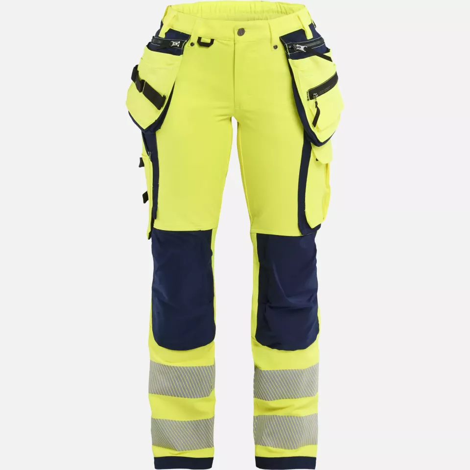 Blaklader 719716423389, High Vis Ladies 4-Way Stretch Work Trousers, Yellow/Navy Blue, image 1, gallery thumbnail