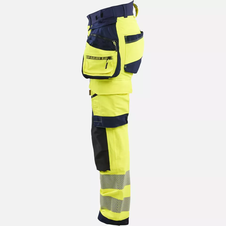 Blaklader 702216483389, High Vis Ladies 4-Way Stretch Trousers, Yellow/Navy Blue, image 3, gallery thumbnail