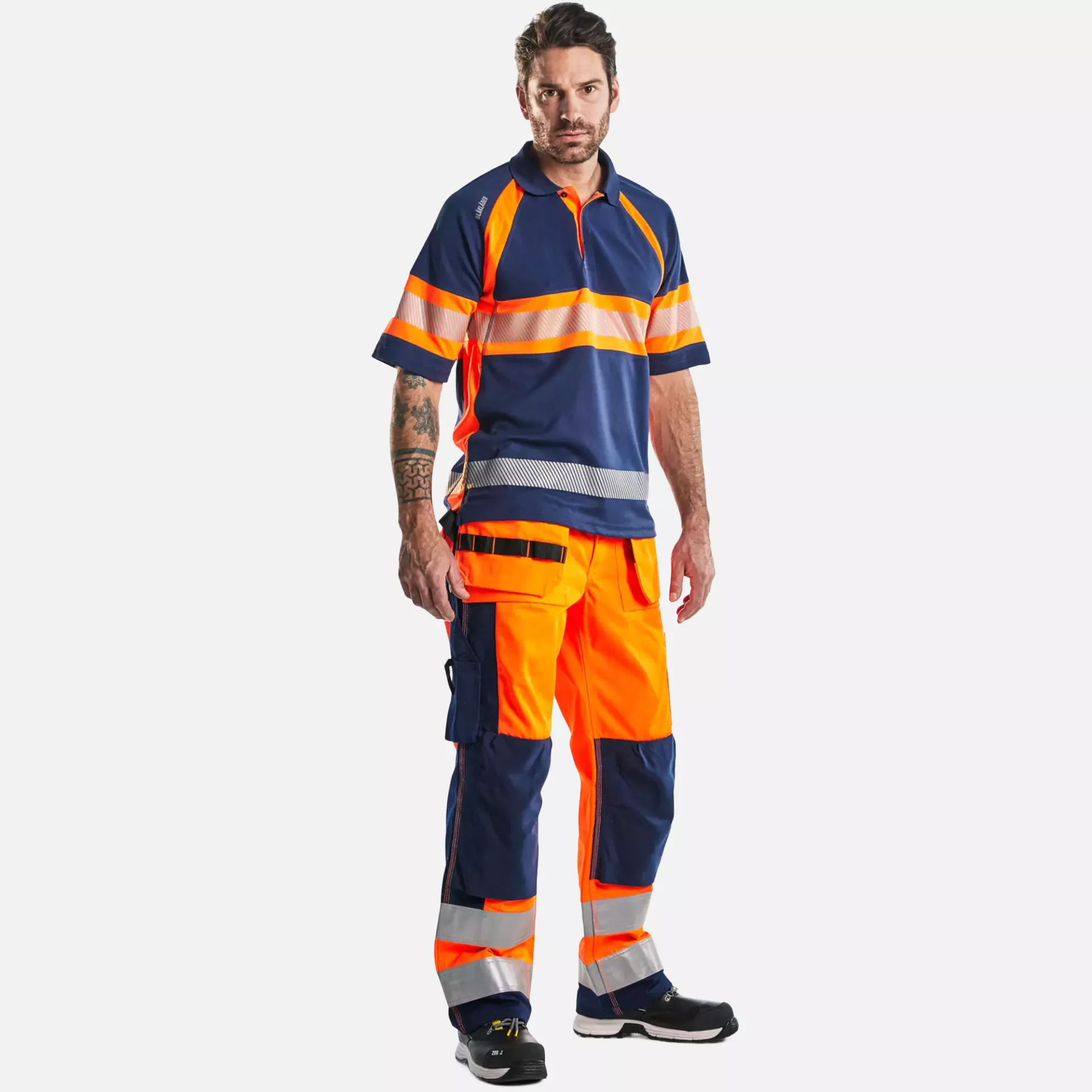 Blaklader 333810518953, High Vis UV Protection Polo Shirt, Navy Blue/Orange, image 6