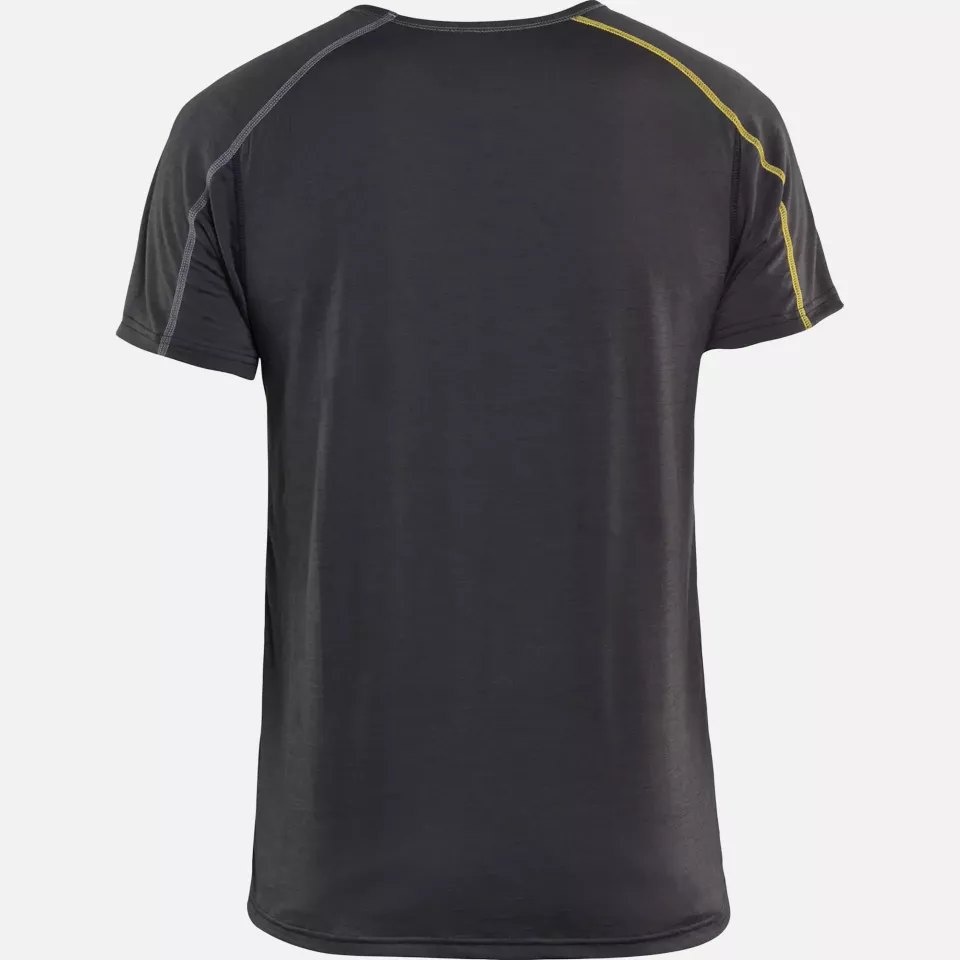 Blaklader 479817349835, XLIGHT Merino Wool Base Layer T-Shirt, Dark Grey/Yellow, image 4, gallery thumbnail