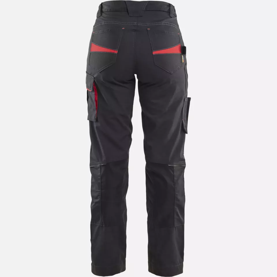 Blaklader 719513309956, Ladies Stretch Work Trousers, Black/Red, image 4, gallery thumbnail