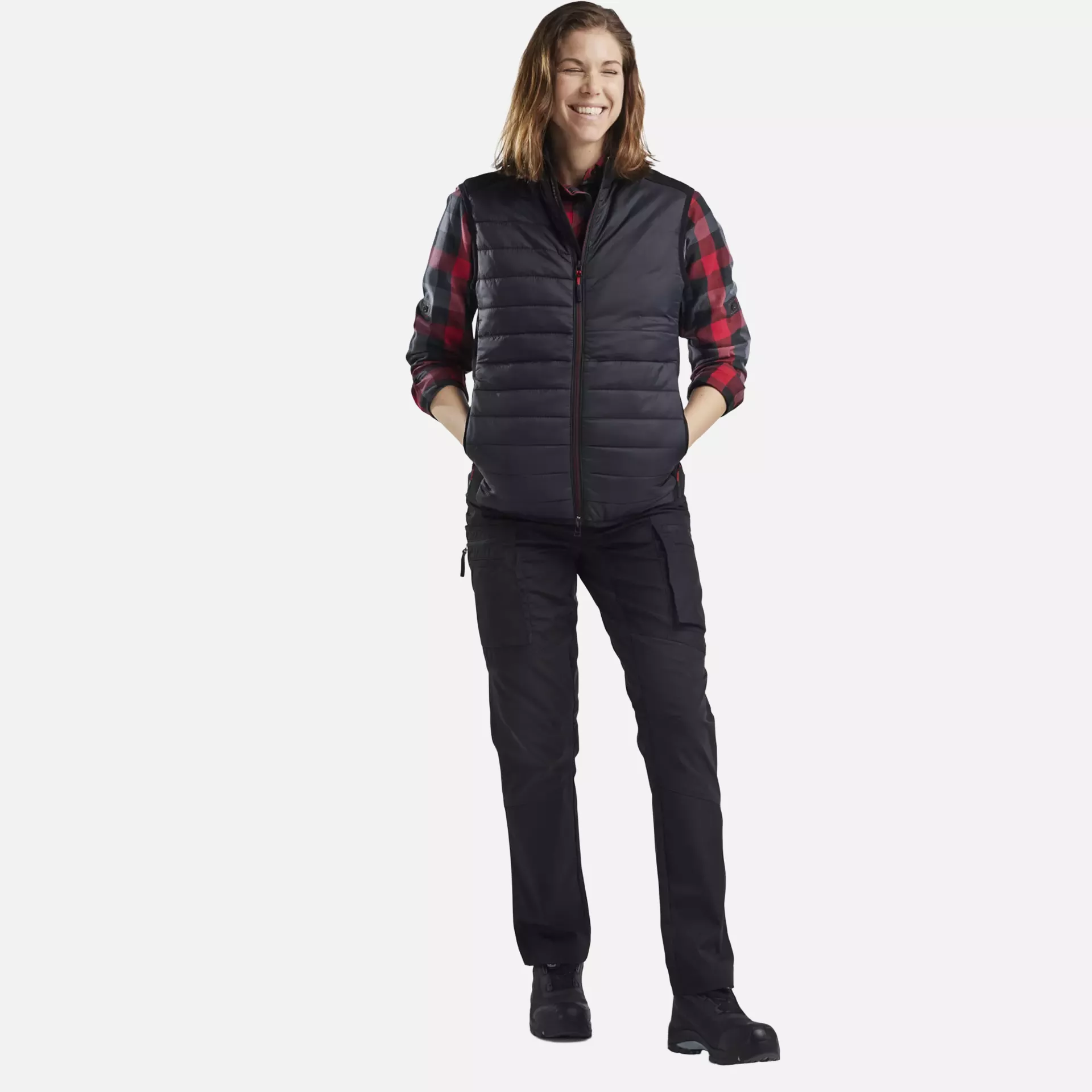 Blaklader 386420309956, Women's Lined Vest, Black/Red, image 5