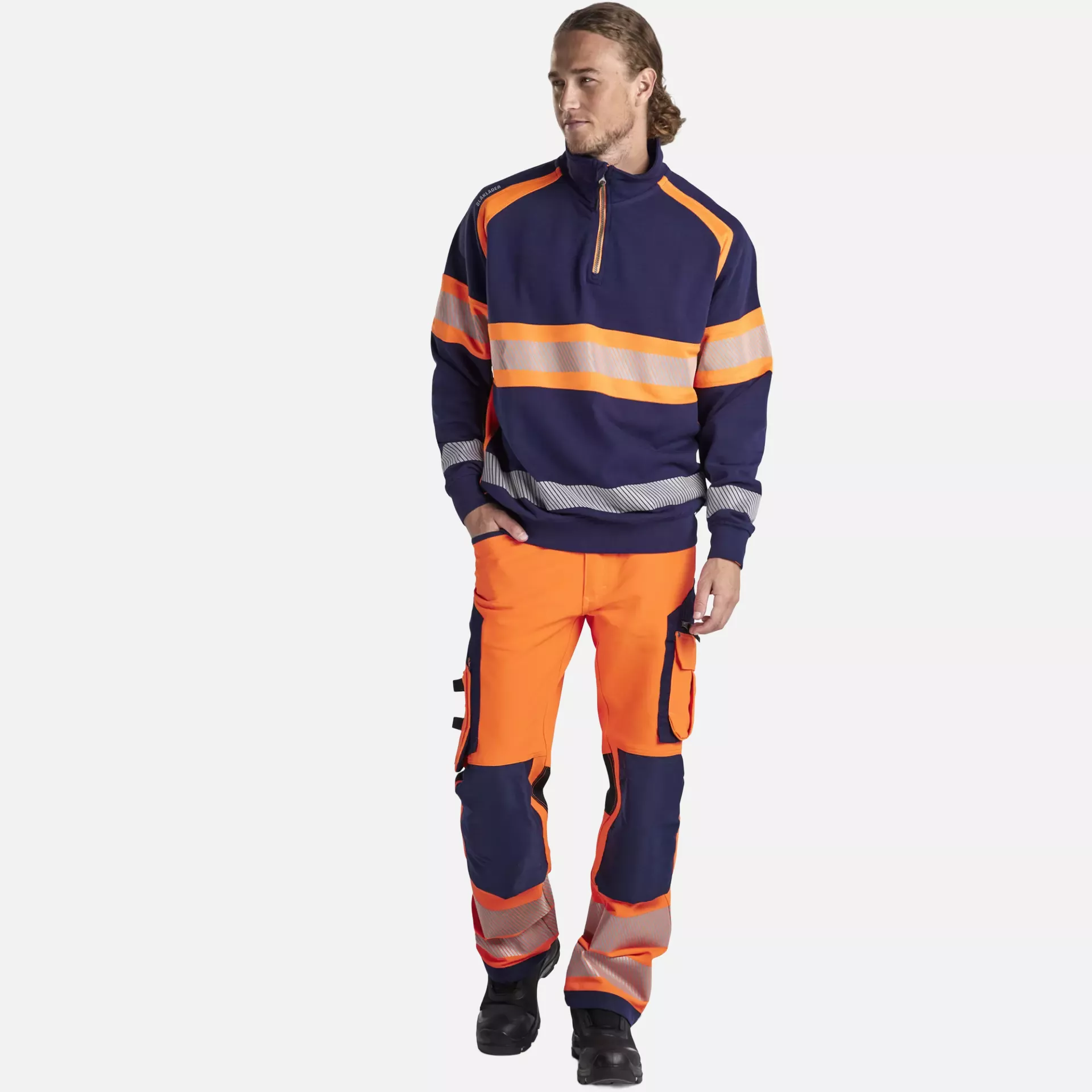 Blaklader 355311588953, High Vis Sweatshirt, Navy Blue/Orange, image 5