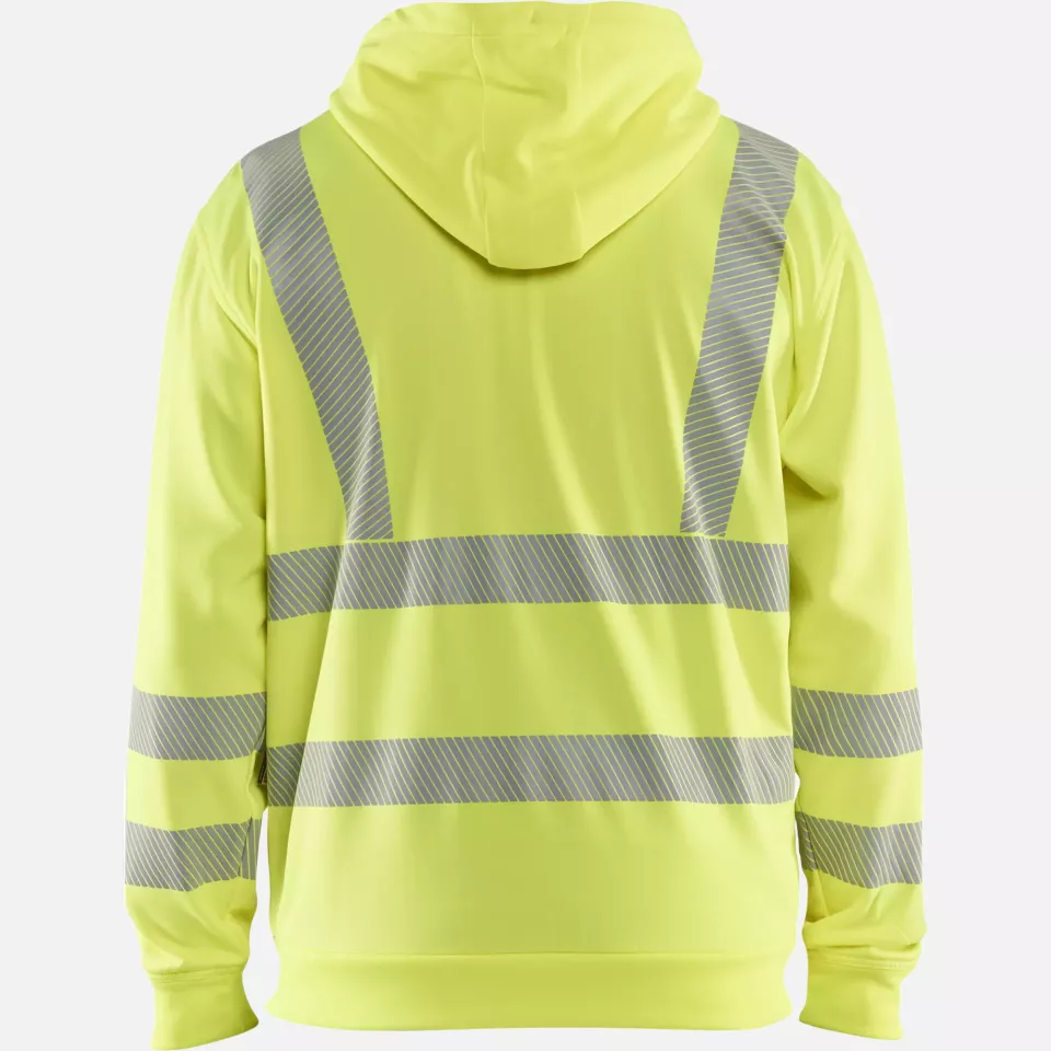 Blaklader 356525383300, High Vis Hooded Sweatshirt with Zip, Yellow, image 4, gallery thumbnail