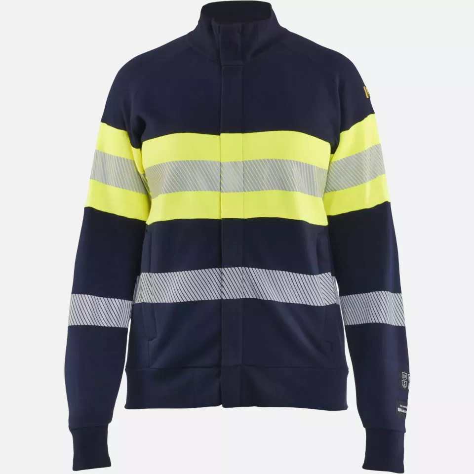 Blaklader 347217628933, Ladies Multinorm High Vis Sweatshirt with Zipper, Navy/Yellow, image 1, gallery thumbnail