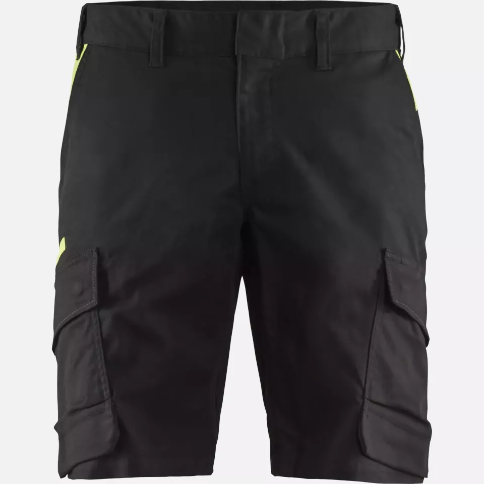 Blaklader 144618329933, Industry Stretch Shorts, Black/Yellow, image 1, gallery thumbnail