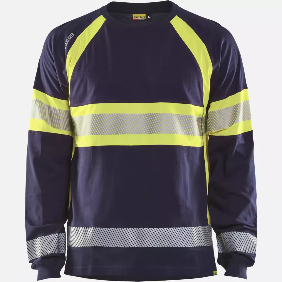 Blaklader 351010308833, High Vis Long Sleeve Shirt, Navy Blue/Yellow, image 1, gallery thumbnail