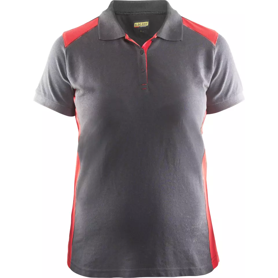 Blåkläder 339010509456, Women's Polo Shirt, Grey/Red, image 1, gallery thumbnail