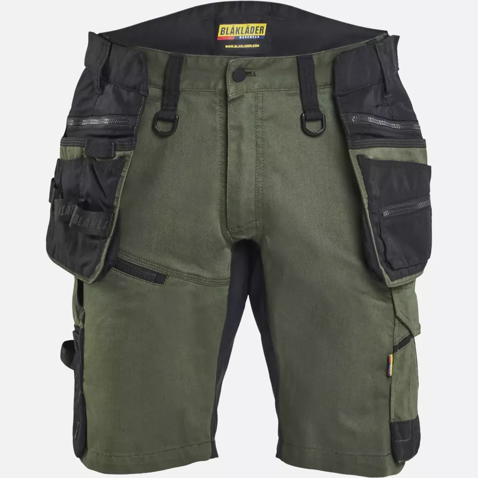 Blaklader 197211494298, STRIKER Stretch Craftsman Shorts, Forest Green/Black, image 1, gallery thumbnail