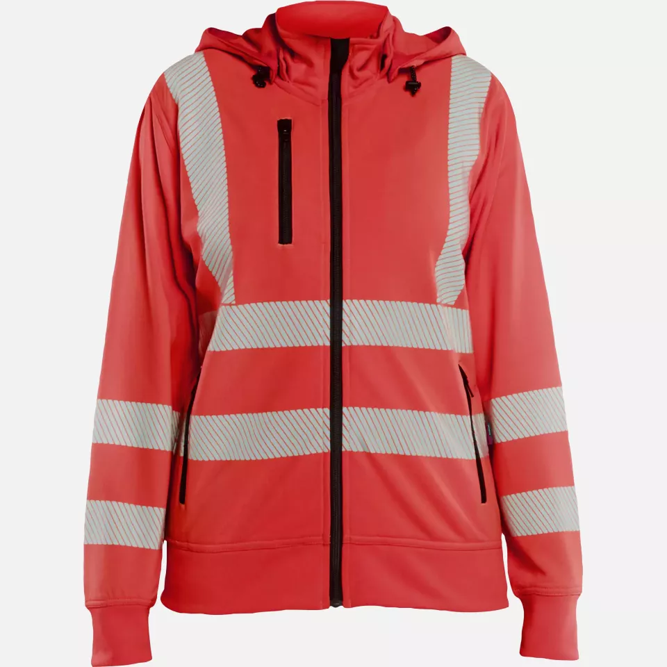 Blaklader 357425385500, High Vis Damen Sweatshirt mit abnehmbarer Kapuze, Rot, image 1, gallery thumbnail