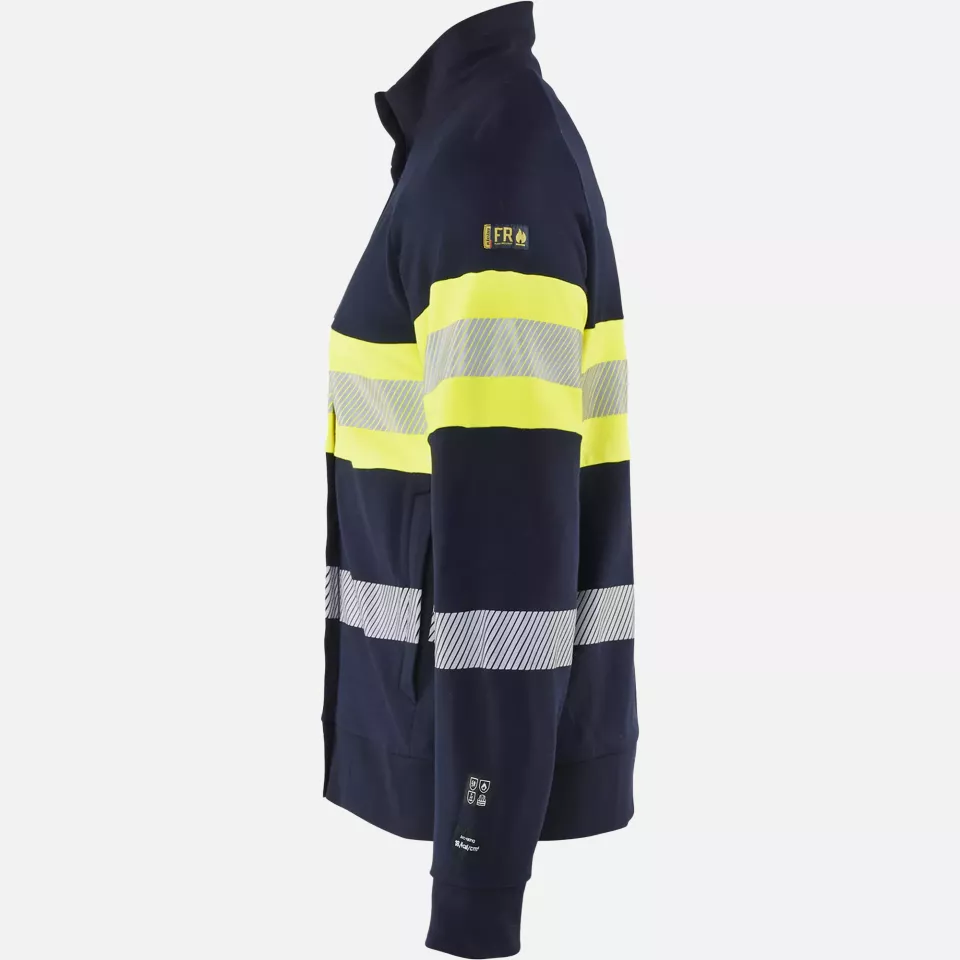 Blaklader 346217628933, Multi-Norm Sweatshirt with Zip, Navy Blue/ Yellow, image 2, gallery thumbnail