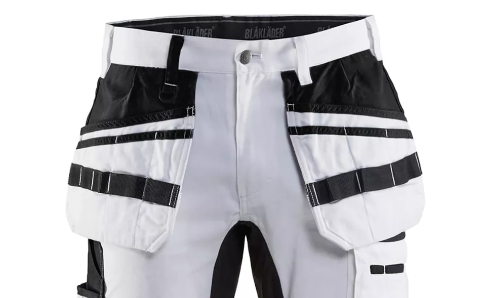 Blaklader 191010001099, Painter Trousers with Stretch Inserts, White/Black, image 5, gallery thumbnail