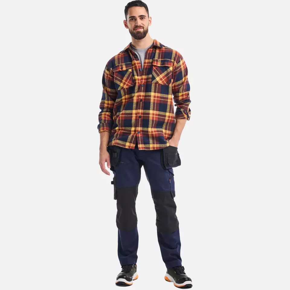 Blaklader 328811685986, Flannel Shirt, Rust Red/Dark Blue, image 5, gallery thumbnail