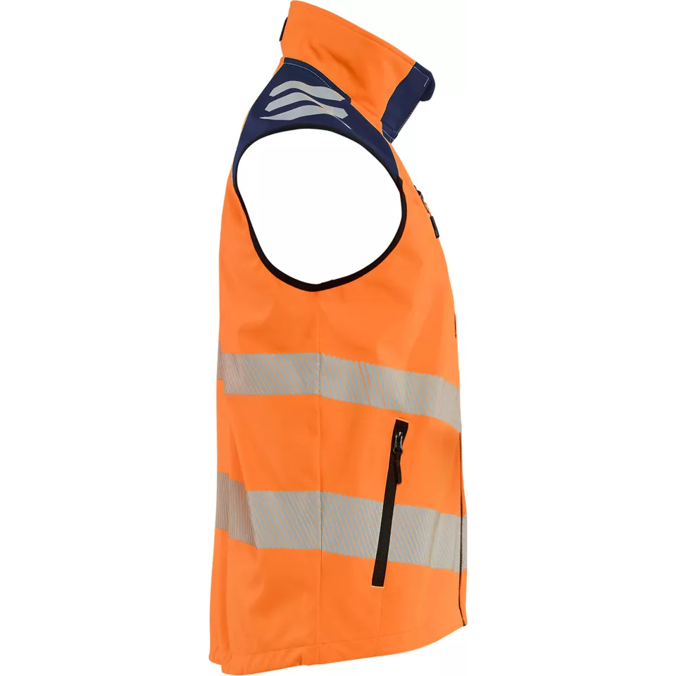Blaklader 309125135389, Hi-Vis Softshell Vest, High Vis Orange/Navy Blue, image 3, gallery thumbnail