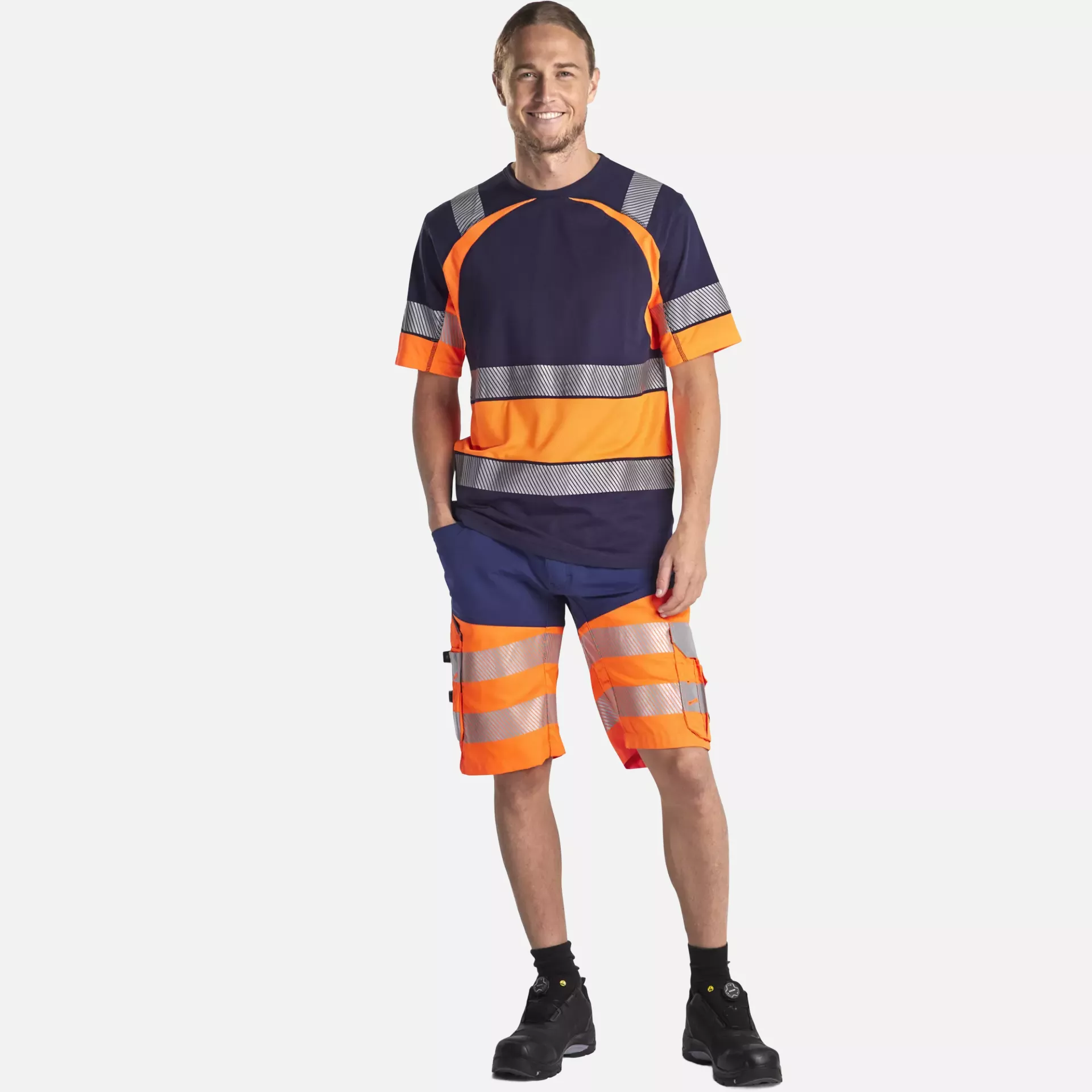 Blaklader 154118118953, High Vis Stretch Shorts, Navy Blue/Orange, image 5