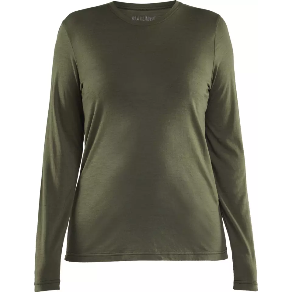 Blaklader 353917434209, Women's Merino Wool Long Sleeve T-Shirt, Forest Green