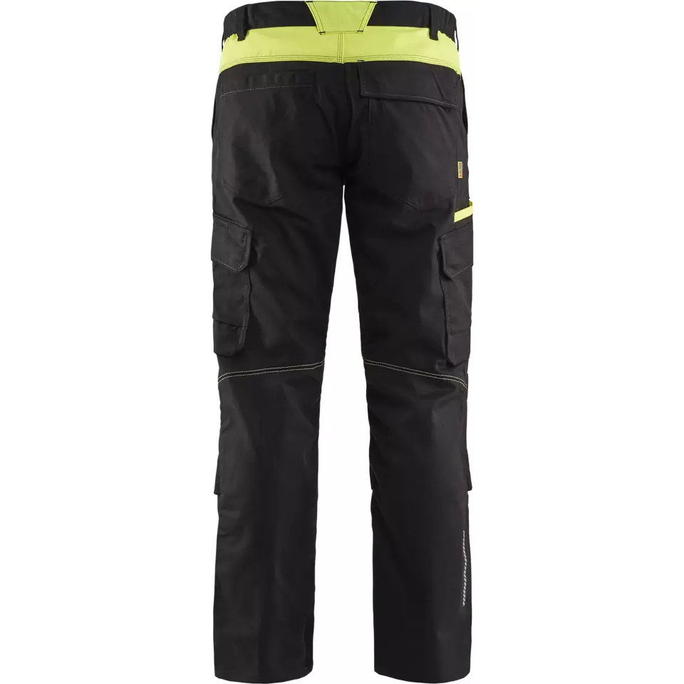 Blaklader 144418329933, Industry Stretch Work Trousers, Black/Yellow, image 4, gallery thumbnail
