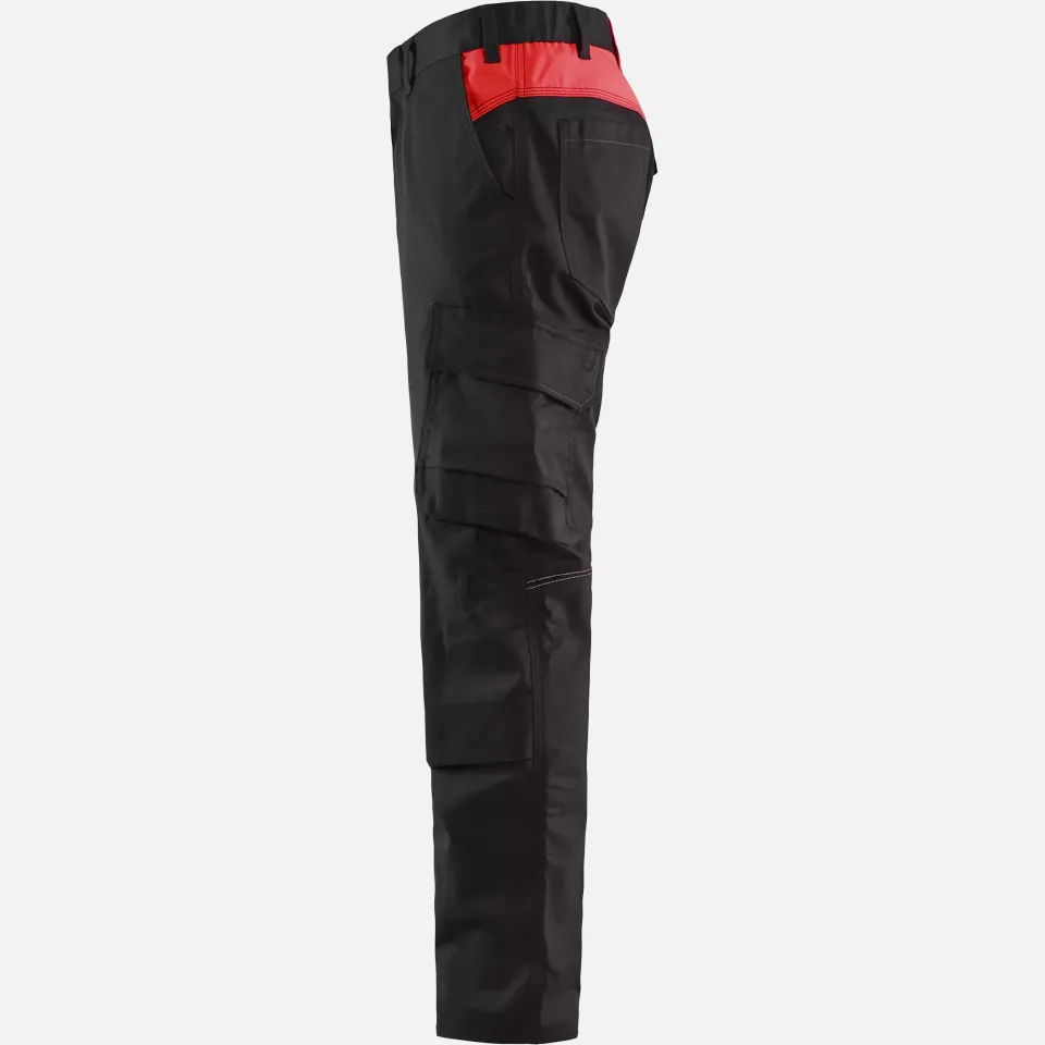 Blaklader 144818329956, Industrie Stretch Arbeitshose mit Kniepolstertaschen, Schwarz/Rot, image 3, gallery thumbnail