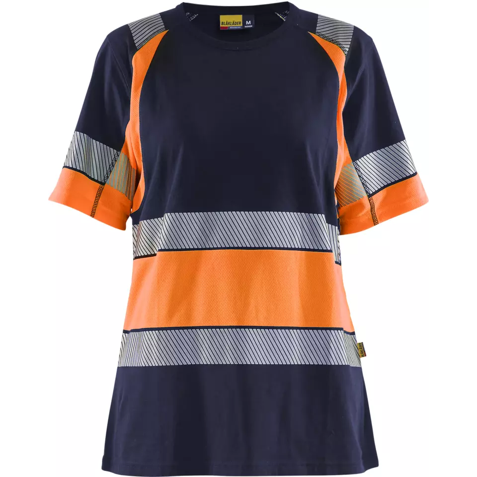 Blåkläder 341010308853, High Vis Ladies T-Shirt, Navy Blue/Orange, image 1, gallery thumbnail