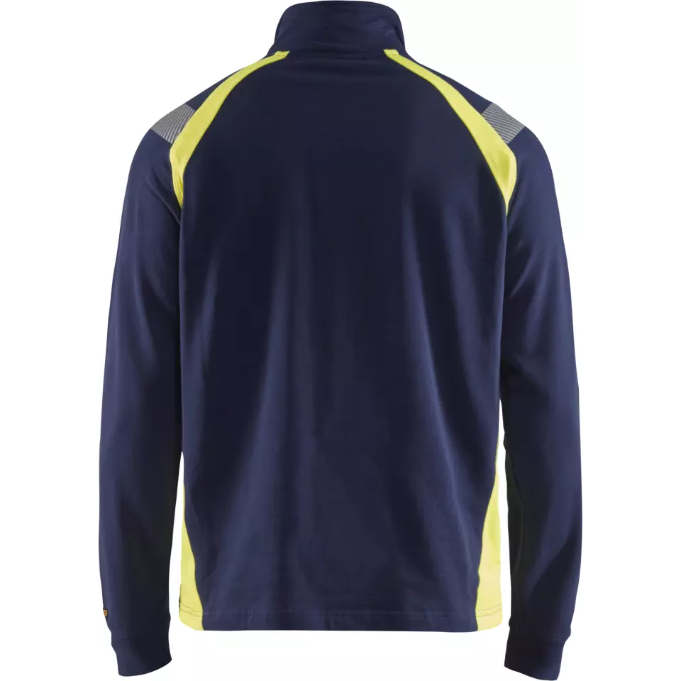 Blåkläder 343211588933, Half-Zip Sweatshirt, Navy Blue/ Yellow, image 4, gallery thumbnail