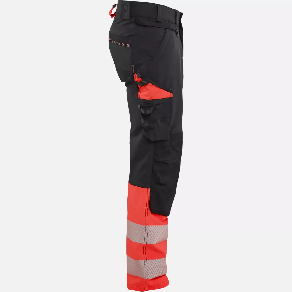 Blaklader 112616489955, Hi-Vis Work Trousers 4-Way Stretch, Black/Hi-Vis Red, image 2, gallery thumbnail