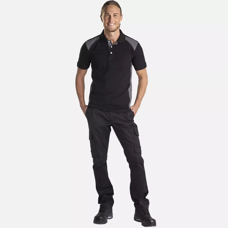 Blaklader 332410509996, Polo Shirt, Black/Medium Grey, image 5, gallery thumbnail