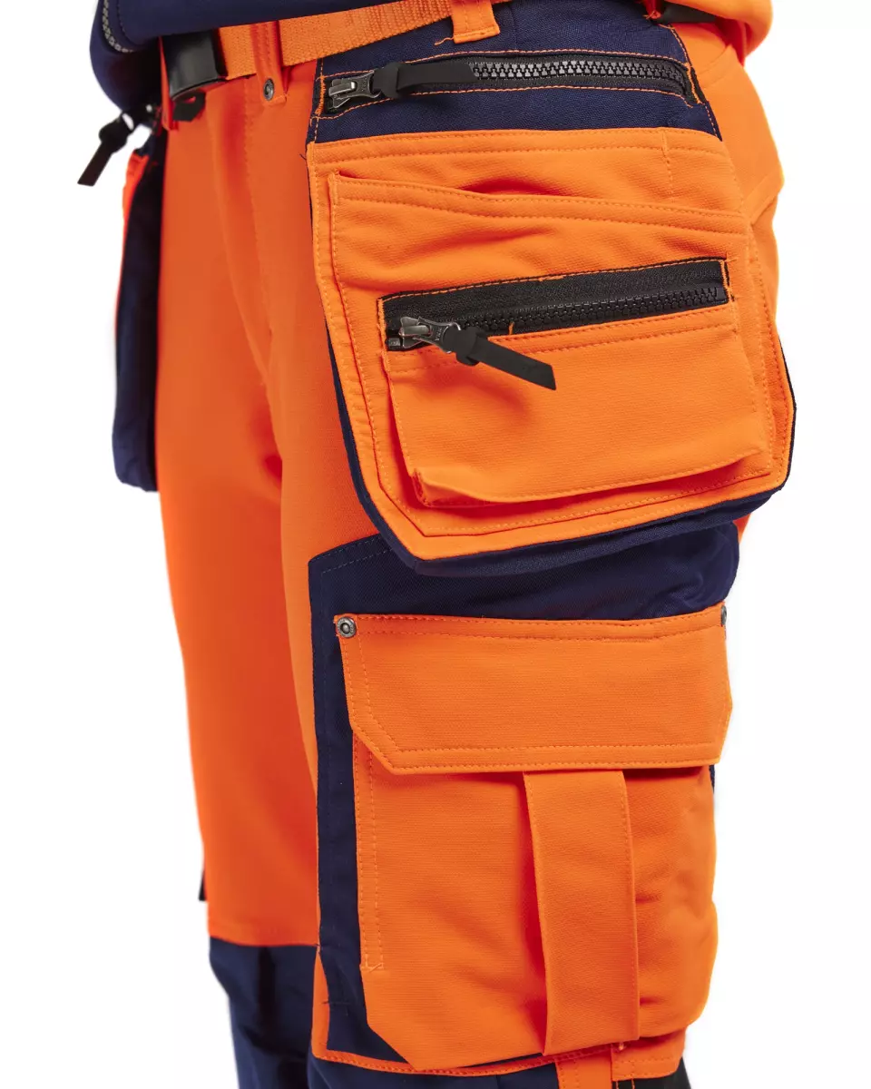 Blaklader 719716425389, High Vis Ladies 4-Way Stretch Work Trousers, Orange/Navy, image 7, gallery thumbnail