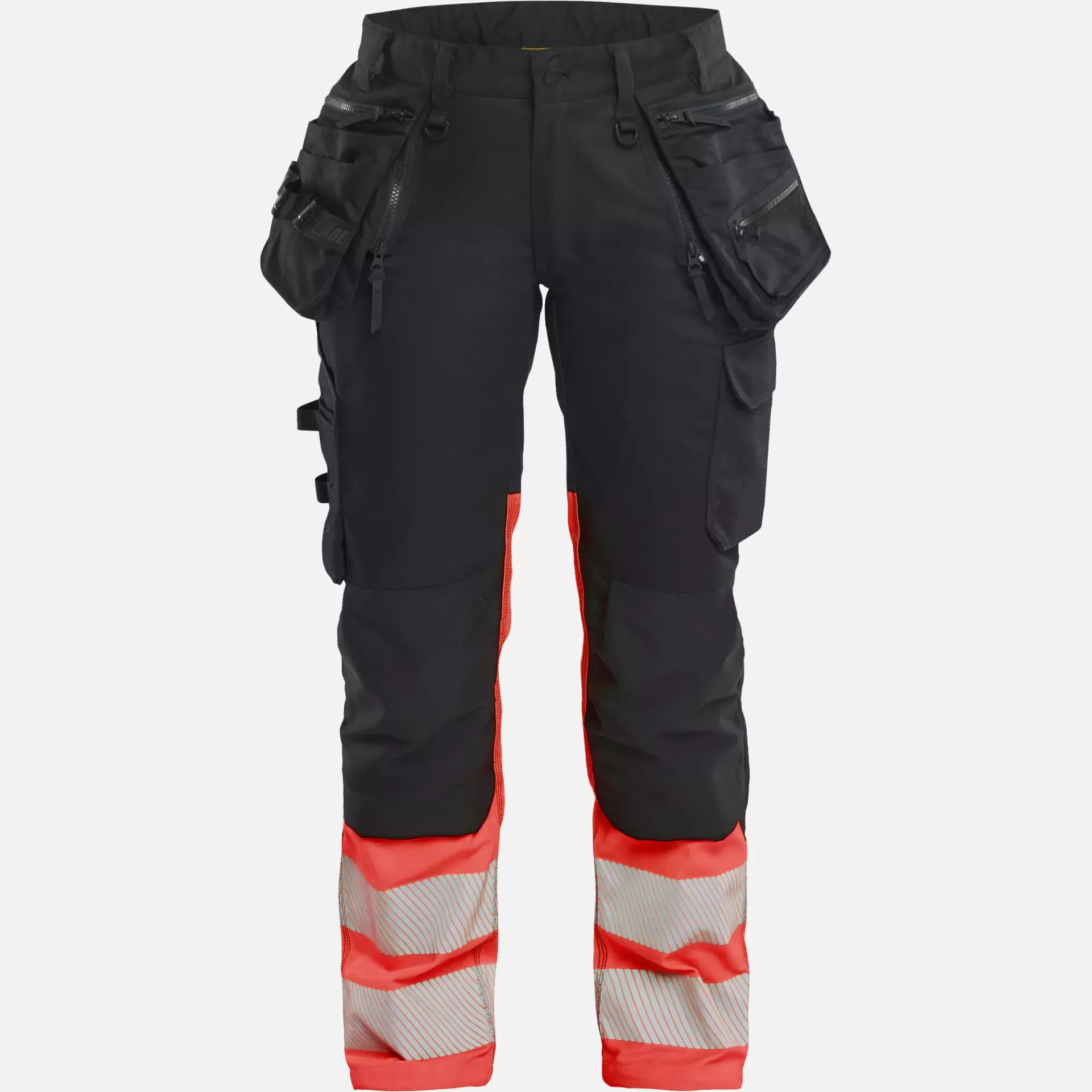 Blaklader 703011499955, High Vis Ladies Stretch Trousers, Black/High Vis Red, image 1