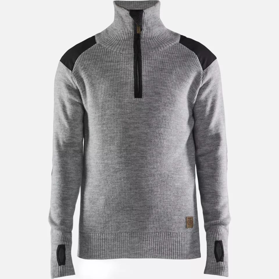 Blaklader 463010719098, Wool Sweatshirt, Grey Melange/Dark Grey, image 1, gallery thumbnail