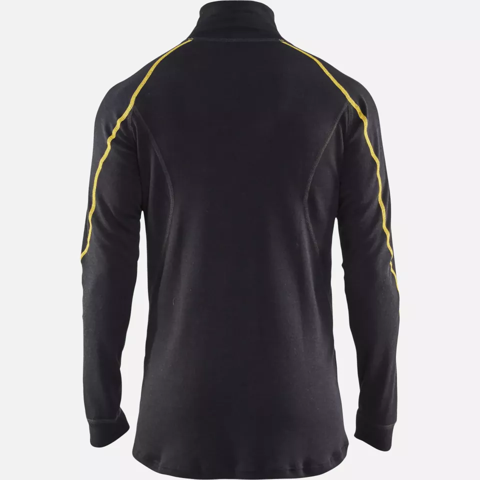 Blaklader 479610759900, Merino Wool Flame Resistant Half-Zip Undershirt, Black, image 3, gallery thumbnail