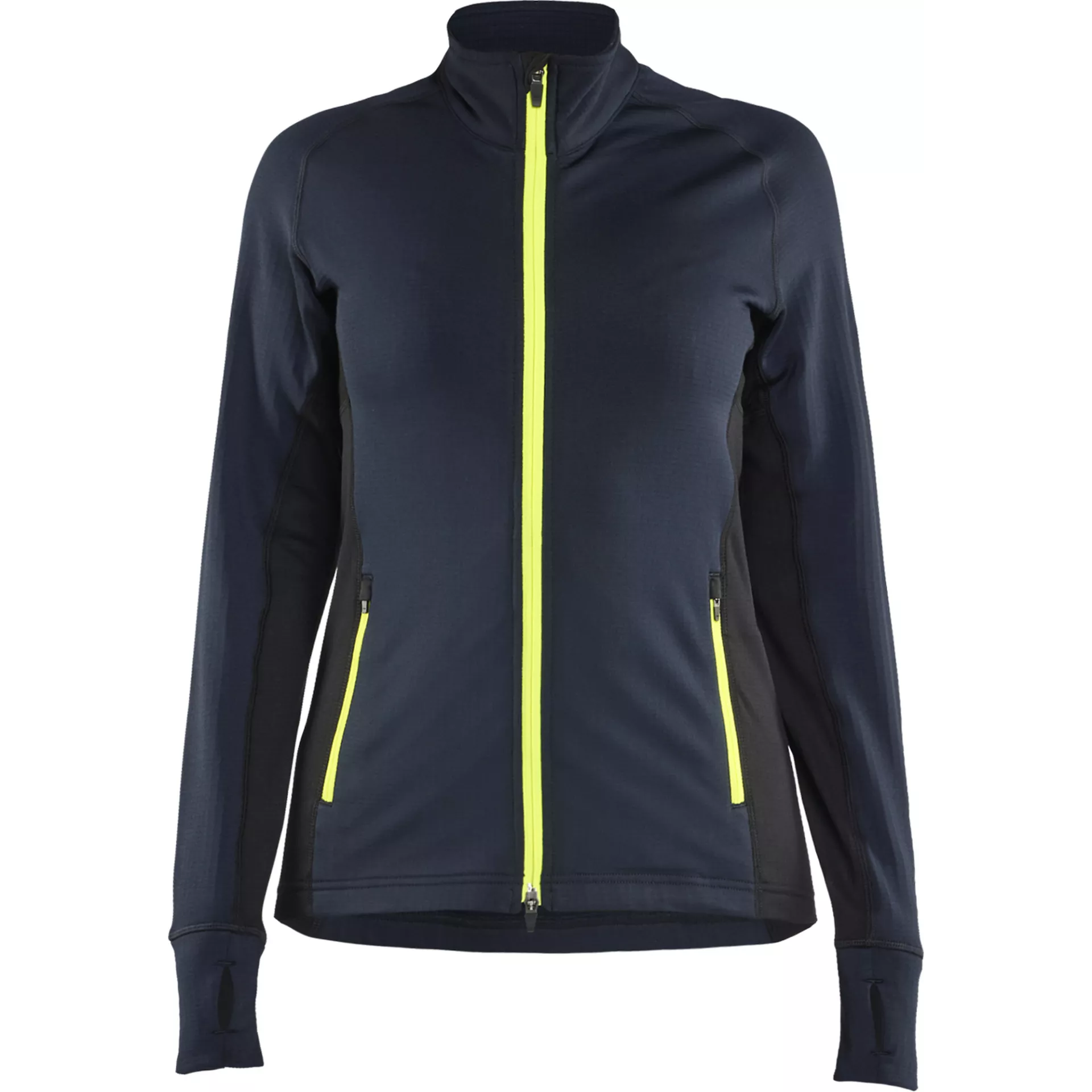 Blaklader 474525398633, STRIKER Ladies Fleece Jacket, Dark Navy/High Vis Yellow