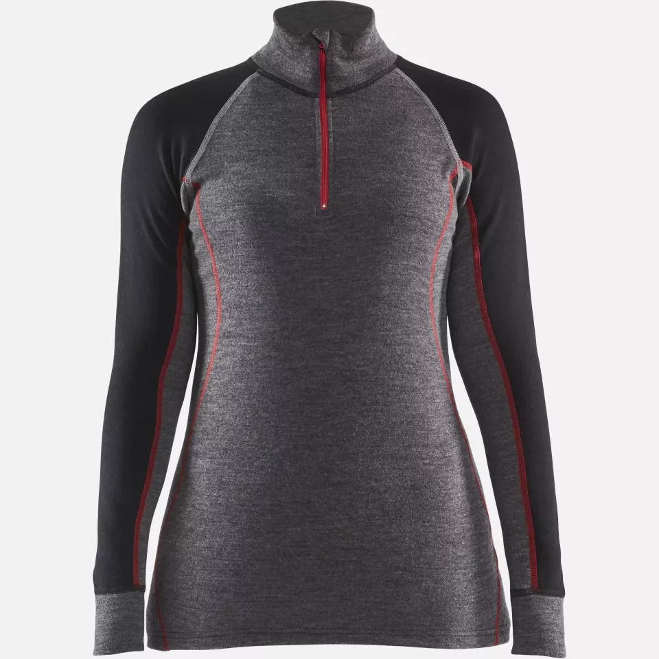 Blaklader 729917369699, XWARM Ladies' Thermal Shirt with Zip, Medium Grey/Black, image 1, gallery thumbnail