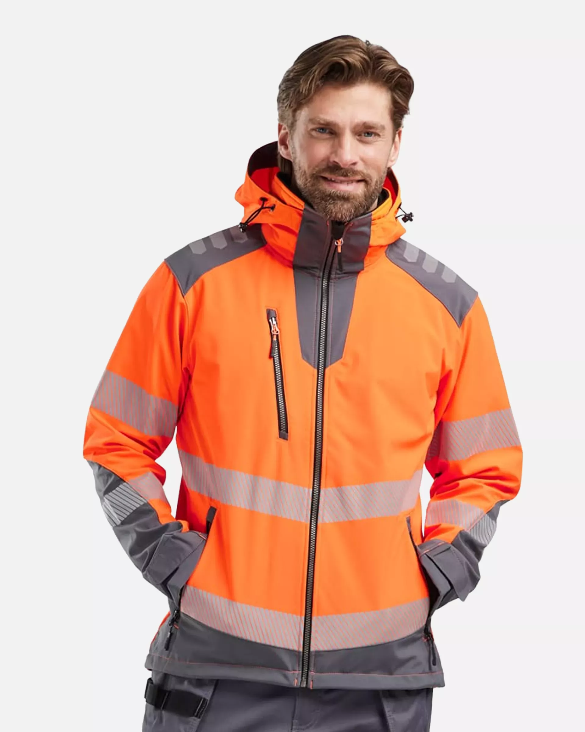 Blaklader 449125135396, High Vis Softshell Jacket, Orange/Medium Grey, image 7