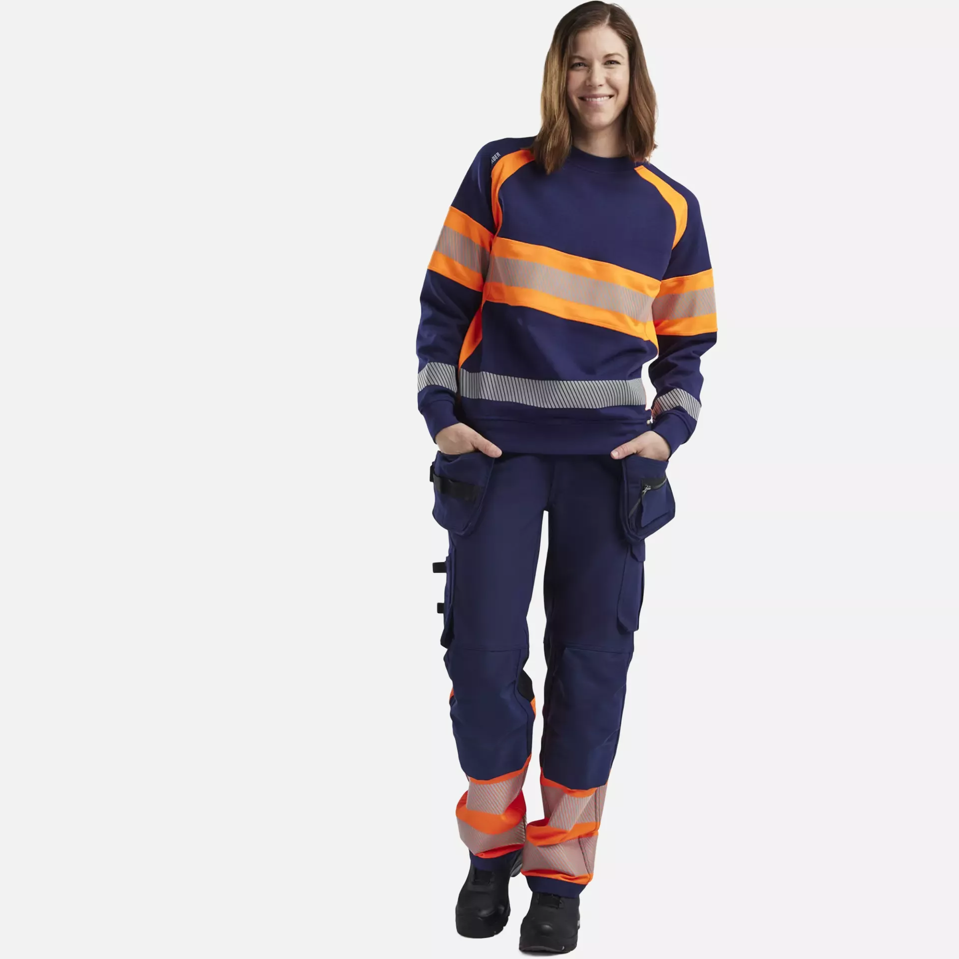 Blaklader 340911588953, High Vis Women's Sweatshirt, Navy Blue/Orange, image 5