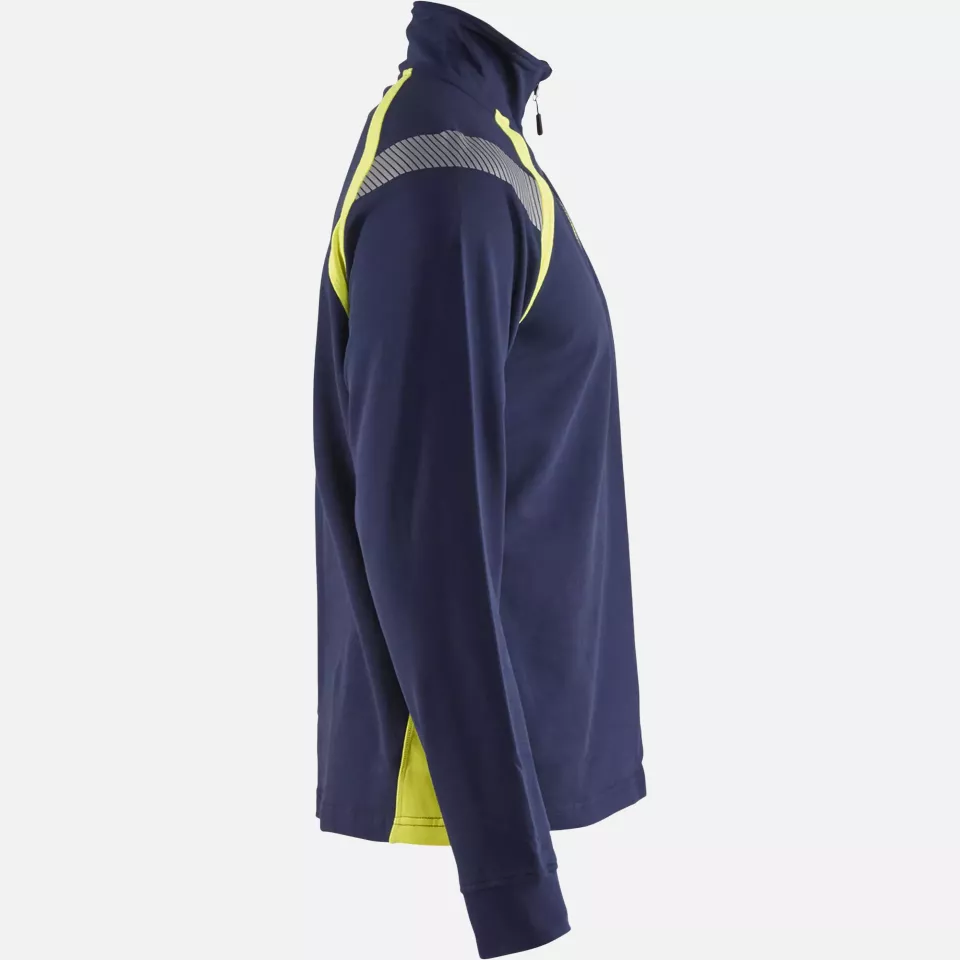 Blaklader 343211588933, Half-Zip Sweatshirt, Navy Blue/ Yellow, image 2, gallery thumbnail