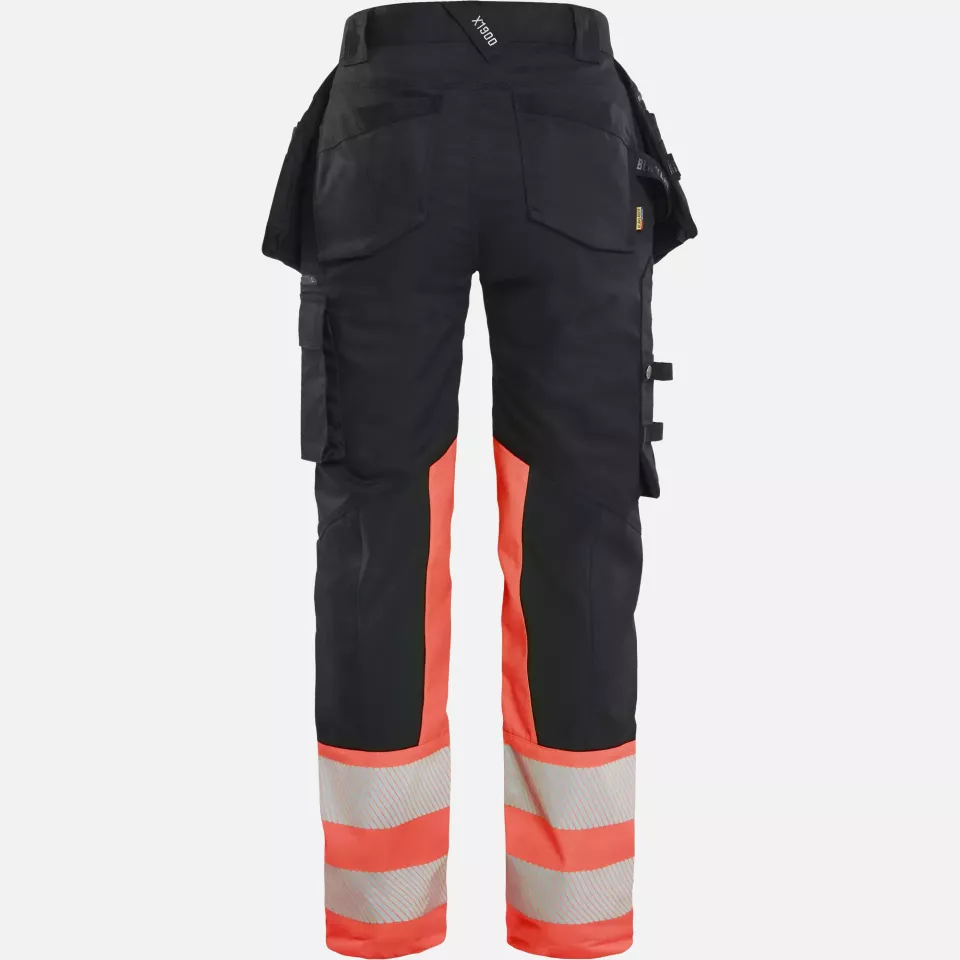 Blaklader 703011499955, High Vis Ladies Stretch Trousers, Black/High Vis Red, image 4, gallery thumbnail