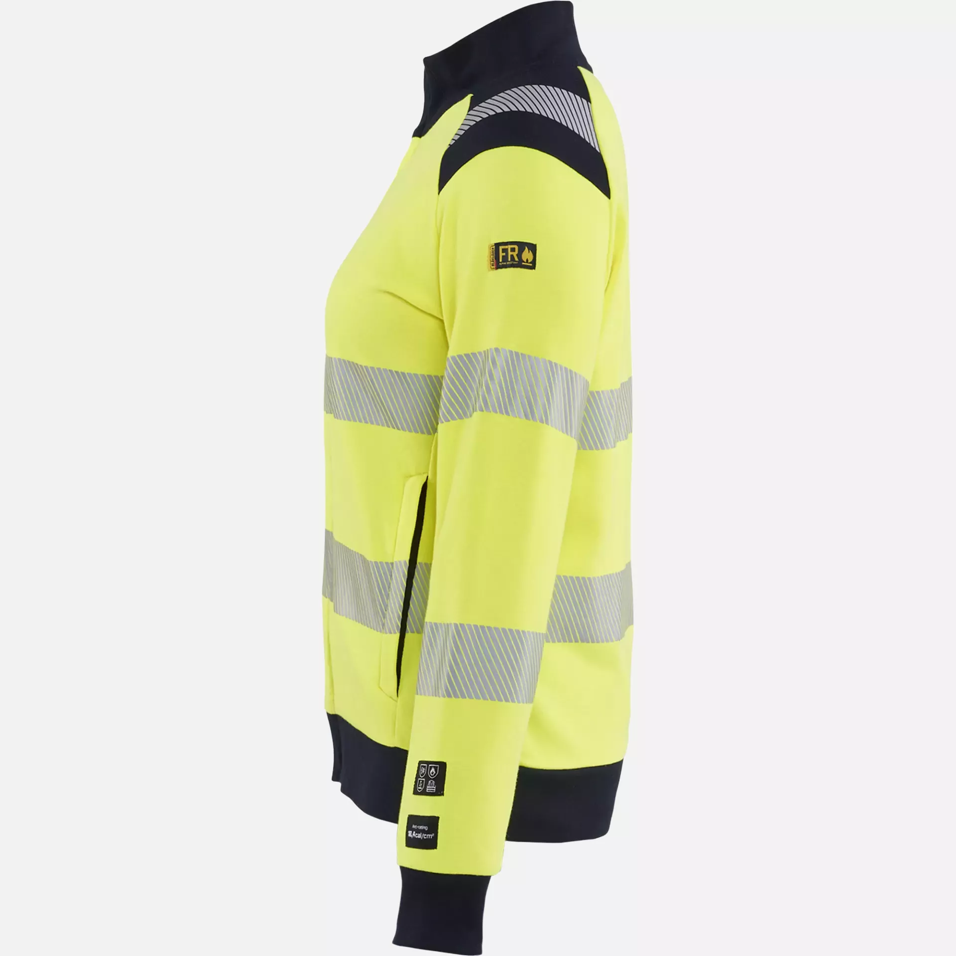 Blaklader 347117623389, Ladies Multi-Norm High Vis Sweatshirt with Zip, Yellow/Navy, image 3