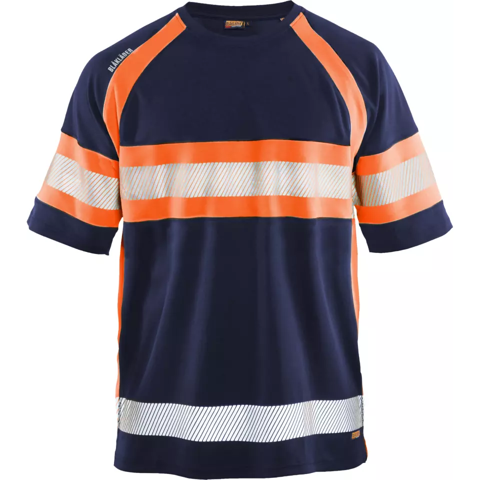 Blaklader 333710518953, High Vis UV Protection T-Shirt, Navy/Orange, image 1, gallery thumbnail