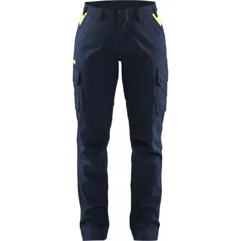 Blaklader Ladies Stretch Industry Work Trousers, Dark Navy/Yellow