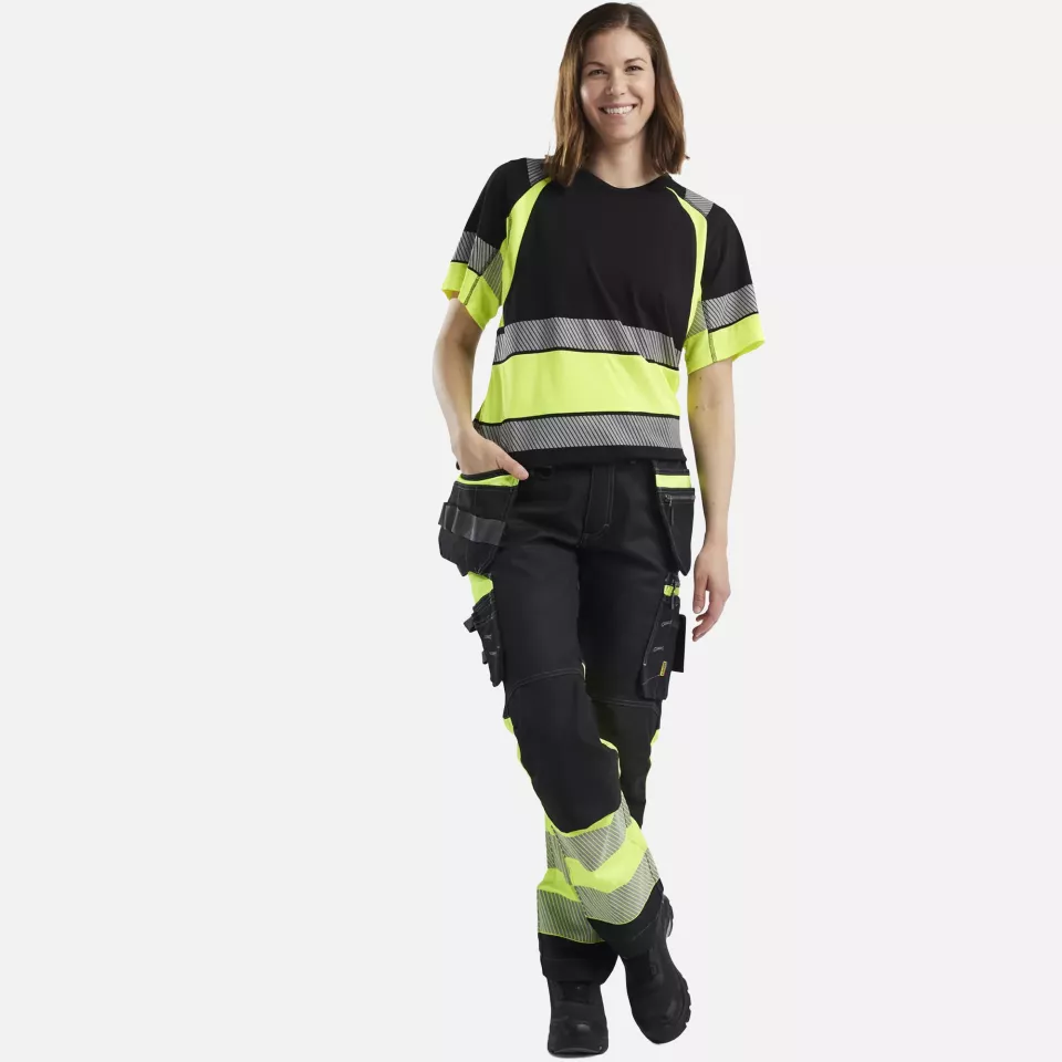 Blaklader 719613709933, High Vis Damen Stretch Arbeitshose, Schwarz/Gelb, image 5, gallery thumbnail