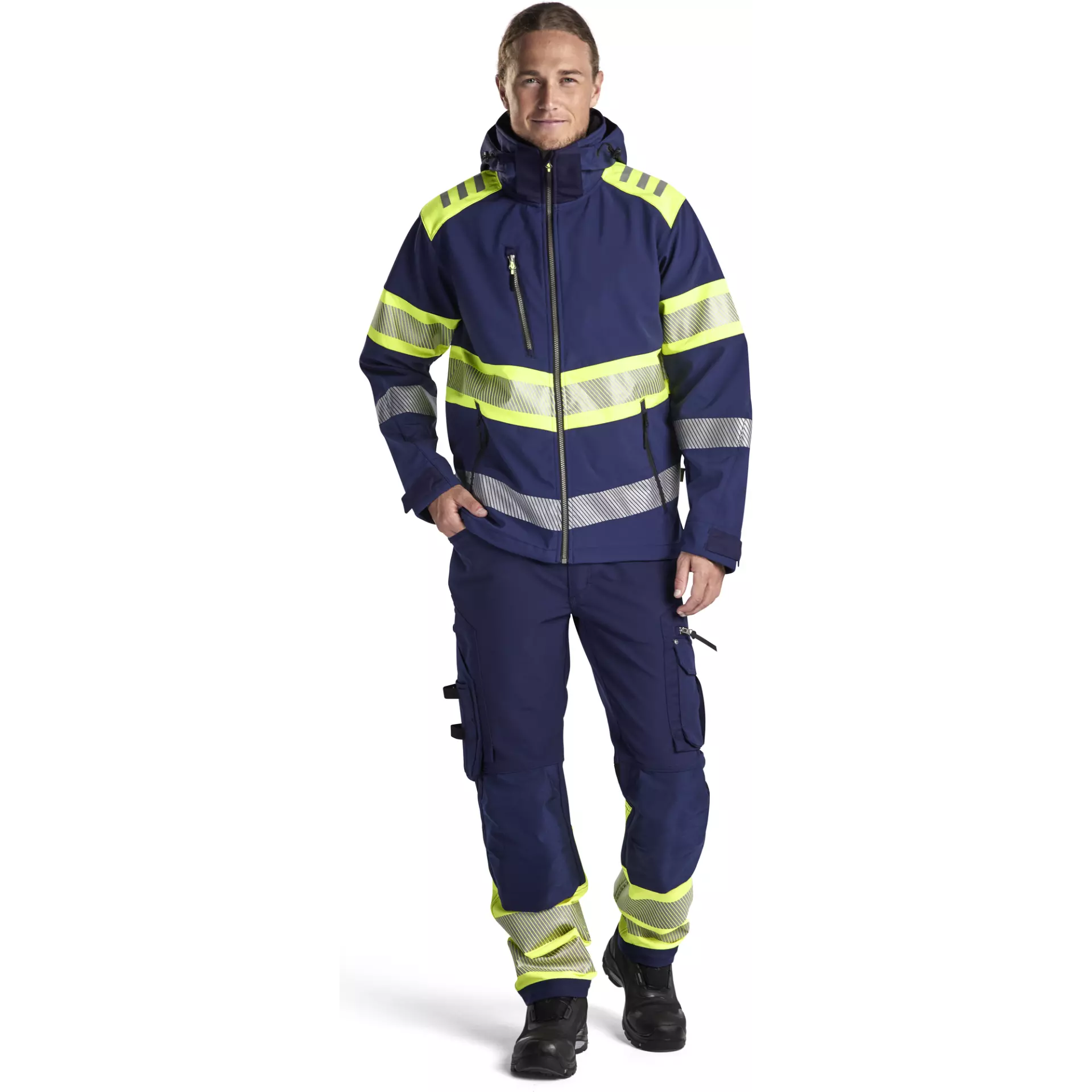 Blaklader 449425138933, High Vis Softshell Jacket, Navy/ Yellow, image 5