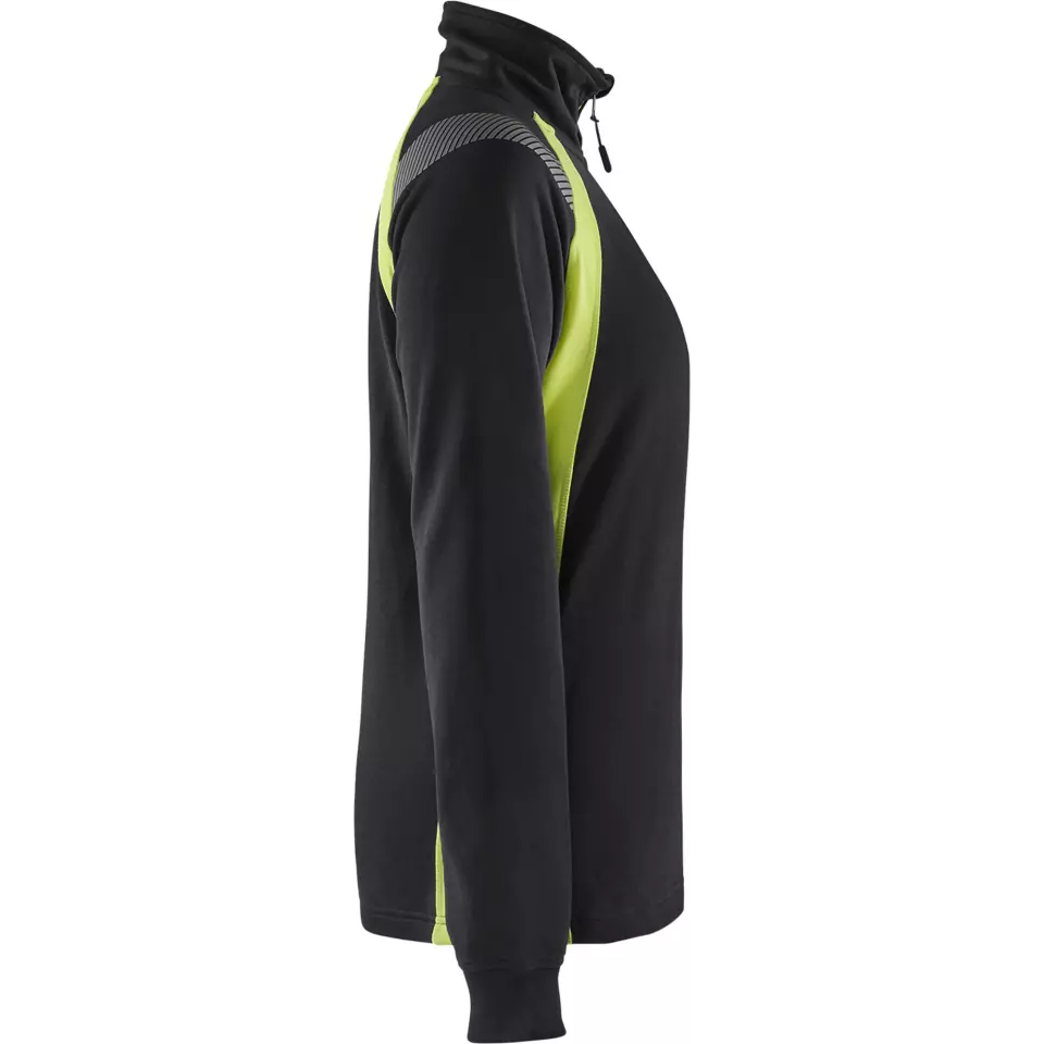 Blaklader 340311589933, Ladies Half Zip Sweatshirt, Black/Yellow, image 2, gallery thumbnail