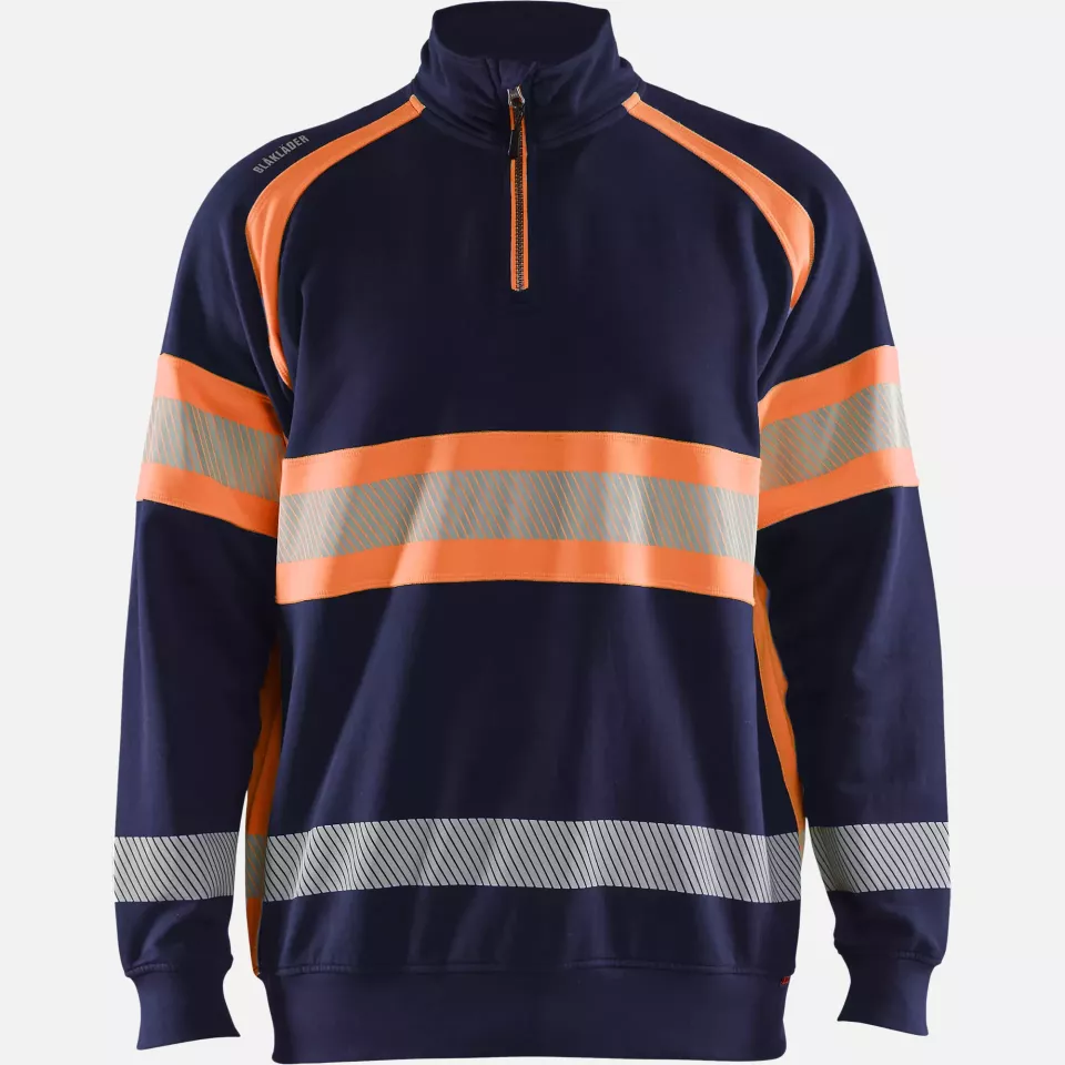 Blaklader 355311588953, High Vis Sweatshirt, Navy Blue/Orange, image 1, gallery thumbnail